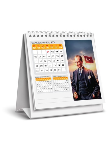2026 Yeni Atatürk Masa Takvimi-16x15 Cm