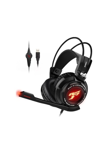 Somıc G941 Usb 7.1 Kanal Oyun Kulaklığı 4d Titreşim Ses Efekti 40mm Sürücü Ünitesi Kablolu Kontrol Cihazı Led Işık Siyah - Siyah