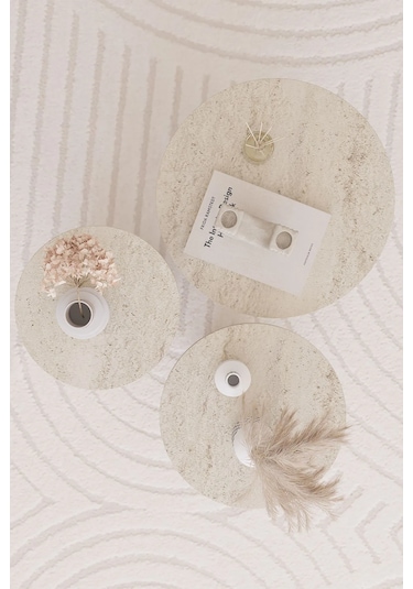 Mantar 3 Lü Zigon Sehpa Iskandinav Stili - Traverten-yeni Stil