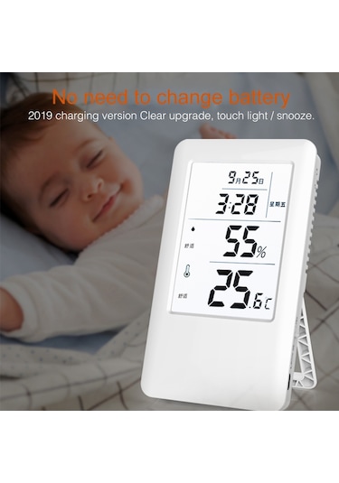 Mc501 Ayarlanabilir İç Mekan Termometresi Higrometre, Şarj Versiyonu