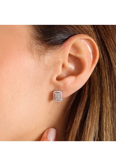 Beyaz Altın Baget Küpe N11.8463