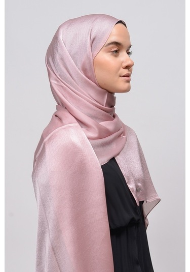 Altobeh Janjan Şık Parlak Saten Dokulu Kadın Tesettür Abiye Şifon Şal - Koyu Pembe