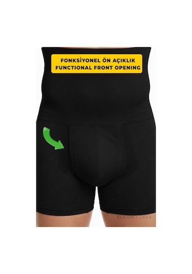 Elilom Korse Boxer Yüksek Bel Korseli Erkek İç Giyim Siyah