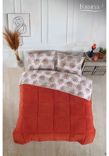 Battal Wellsoft Yorgan Çift Taraflı Yastık Kılıflı 215x235 Cm Turuncu