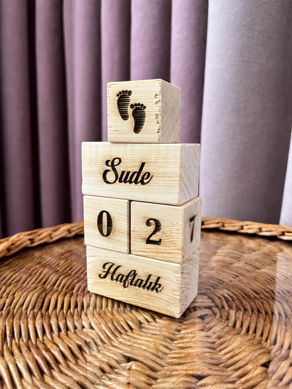 İsimli Bebek Anne Anı Küpü Dekor Türkçe 5 Li Set Isimli Ahşap Bebek Anı Küpleri