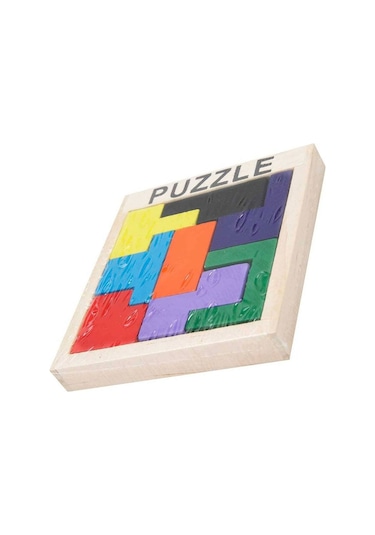 Tetris Şekilli Ahşap Puzzle Oyunu 8 Parça Renkli Ahşap Eğitici Puzzle