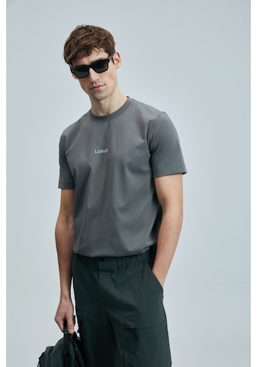 Lufian Erkek Marcus Modern Grafik T-shirt 111020235 Koyu Yeşil Koyu Yeşil