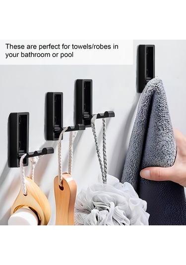 Youmex Katlanabilir Duvar Kancaları, Manyetik Açılışlı, Ceket, Havlu, Sırt Çantası Asma İçin, Mat Siyah, 4 Adet