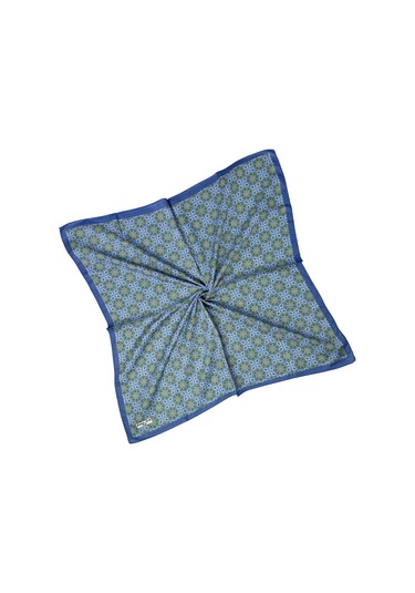 Ebruli Pamuklu Etnik Desenli Soft Eşarp 90x90 Cm Saks