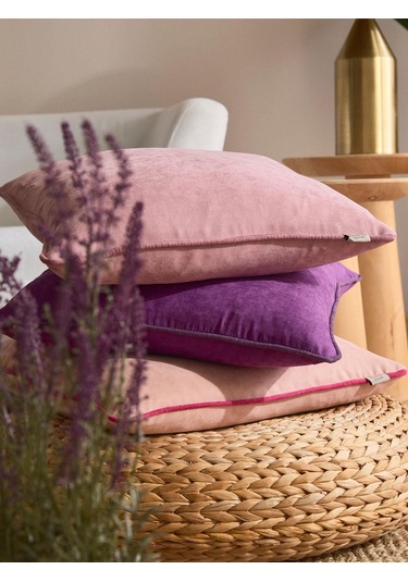 Violet Kiss 3'lü Kırlent Kılıf Seti Pudra