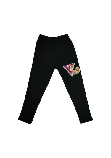 Aslan Kids Kız Çocuk Düz Tayt V09 Pullu 2-10 Yaş Siyah