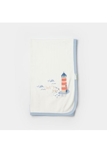 Biorganic Sun Lets Sail Bebek Battaniyesi 85x90 64689 Ekru - Mavi