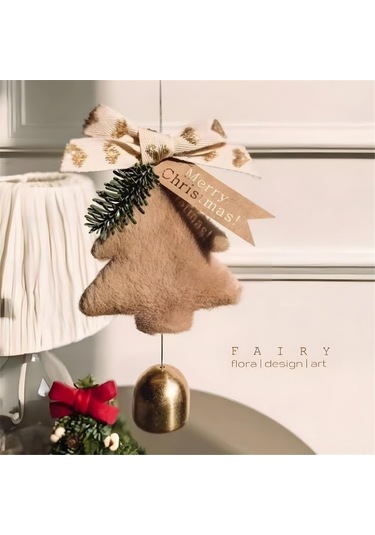 Moveevo Kumaş Noel Ağaç Süsü, Zil Sesli Araç Süsü, Çanta Anahtar Zinciri, Ev Dekorasyonu Hediyesi B Kahverengi