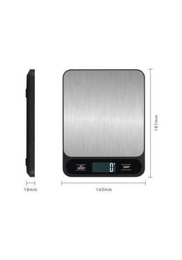 Besthome1 5kg Paslanmaz Çelik Taban Mutfak Terazi, G/lb/kg/ml Ölçüm, Arka Işık Lcd, Beyaz Pilli Beyaz Beyaz