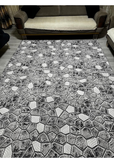 Sarar 6m² Lastiksiz Halı Örtüsü Kayma Yapmaz Gri