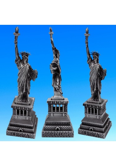 Metal Özgürlük Heykeli Gümüş Vintage Dekor Usa 25cm