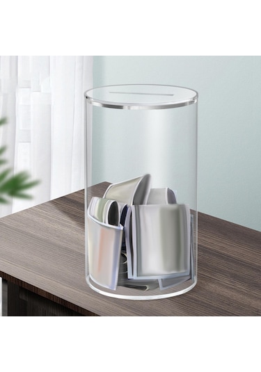 Akrilik Kumbara, Çocuklara Özel Şeffaf Kutu L