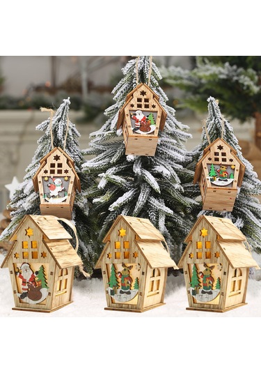 Reedark Noel Işıklı Ahşap Ev Dekoru - Dıy Aydınlatmalı Kulübe, Bar/kafe Süsü, Hediye Seçeneği Diğer