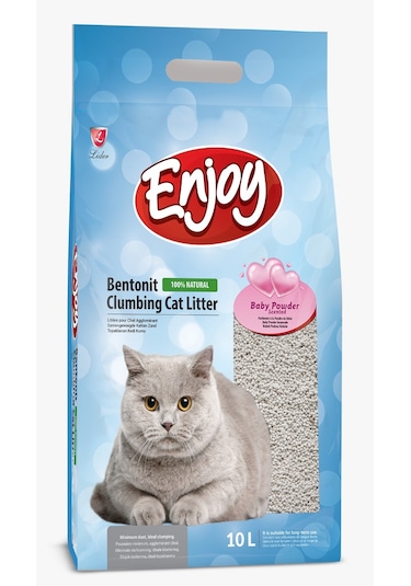 Enjoy Bebek Pudra Kokulu İnce Topaklaşan Bentonit Kedi Kumu 10 L