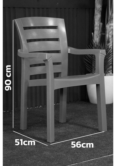 Alezy Didim İstiflenebilir Bahçe Balkon Koltuk Sandalye 6 Adet Gri
