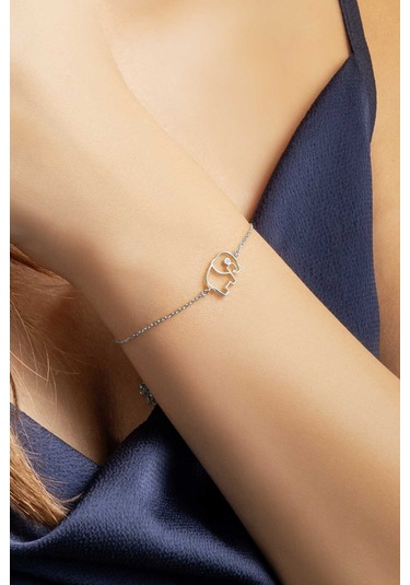 Bilge Fil 18 Ayar Beyaz Altın Kaplama 20 Cm Gümüş Bileklik Beyaz