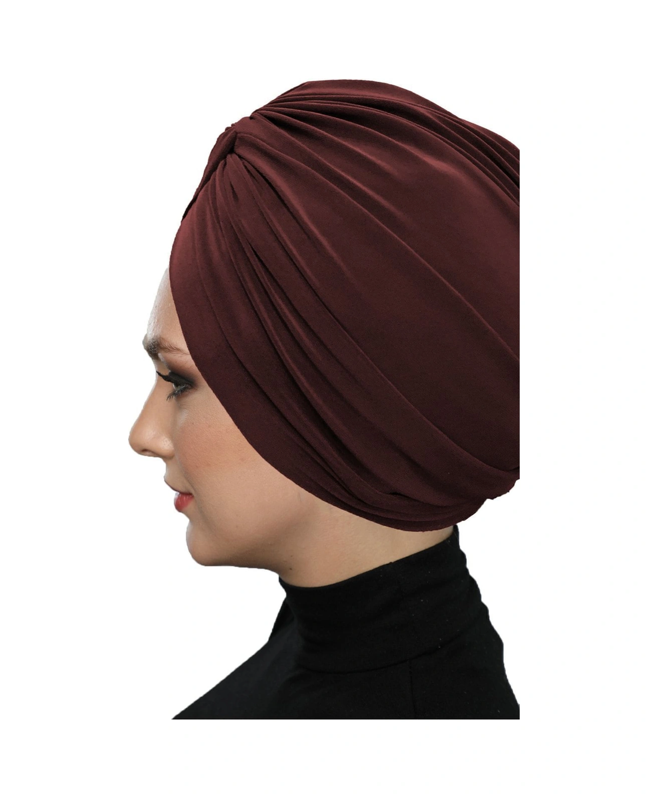 Çapraz Kancalı Kahve Hazır Türban Tesettür Dış Ve Havuz Bonesi Kahve