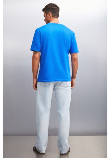 Cultıvated Erkek 3'lü Kalın Dokulu Regular %100 Organik Pamuk Syh/byz/saks T-shirt