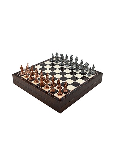 Gifthome Orta Boy Metal İspanyol Satranç Takımı Antik Ve Ceviz De