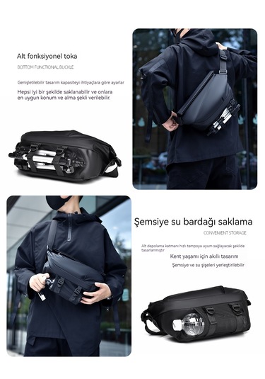 Trendy Erkek Çapraz Askılı Çanta-gri Grı