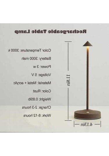 Besthome1 3000 Mah Pil Taşınabilir Led Masa Lambası, 2 Seviye Parlaklık, Dokunmatik, Alüminyum Kasa, Ip54 Suya Dayanıklı