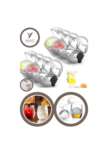 Yayke (2 Adet) Buz Kalıbı,Meyveli,Kahveli,Limonlu Buz Kalıbı Şeffaf