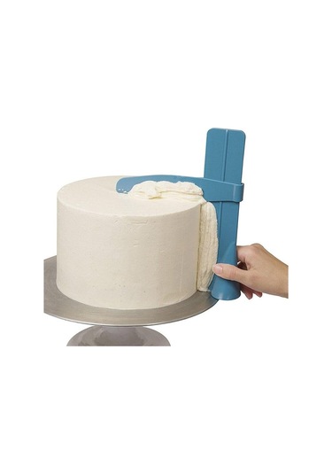 Mavi Kek Kazıyıcı Ayarlanabilir Yumuşatma Kazıyıcı Fondan Spatula Kek Kenar Pürüzsüz Krem Dekorasyon Araçları Mutfak Pişirme Araçları