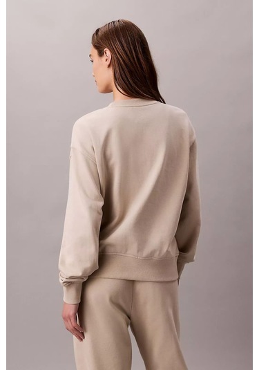 Kadın Regular Kalıp Bisiklet Yaka Sweatshirt - Bej Island Fossil