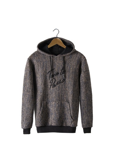Erkek Kahverengi Kapşonlu Kanguru Cepli Sweatshirt Vavn21k-6300106 Kahverengi