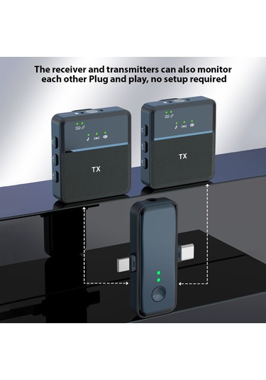 Skycıty Kablosuz Kıskaç Mikrofon + Alıcı, Akıllı Gürültü Azaltma