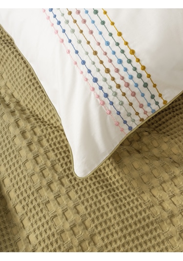 Cotton Box Aura Tek Kişilik Pike Takımı Pebble Hardal Hardal