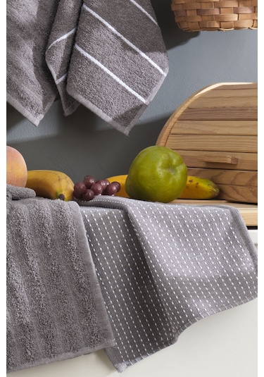 Elart Sophia Mutfak Havlusu 6 Adet 45x30 Cm Antrasit Antrasit
