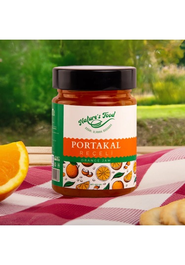 Portakal Reçeli Premium Series 400gr Cam Şişe %65 Portakal Doğal İçerik Doğal Tat Nature's Food