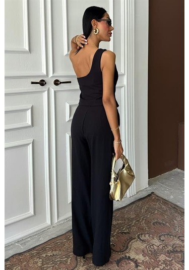 Tek Omuz Büstiyer Plazzo Pantolon Viscon Takım 10159 Si Yah