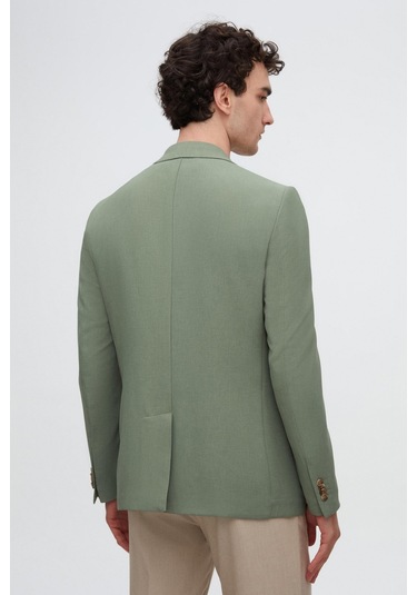 Twn Slim Fit Yeşil Armürlü Uçan Blazer Kumaş Ceket 4ef04zb024092 Yeşil
