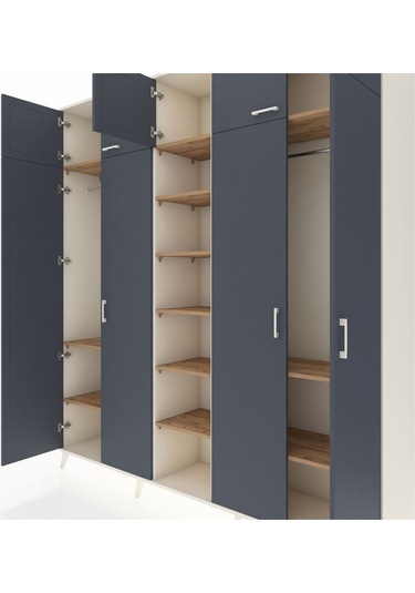 Hyperion Dolap 12 Raflı 9 Kapaklı 2 Askılı 220x44x243 Aytaşı-antrasit/çam Antrasıt/atlas Çam