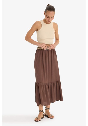 Defacto A Kesim Krinkıl Viskon Etek F9647ax25aubn320 Kahve