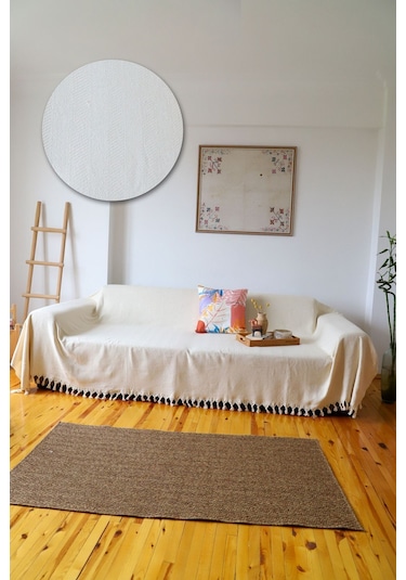 Kolları Örten Koltuk Örtüsü 180x300 Battal Boy Krem 1 Adet Krem