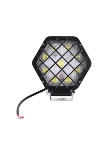 48w Altıgen Kafesli Siyah 16 LED Off Road Tekne Çalışma Lambası