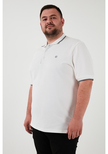 Buratti Büyük Beden Pamuklu Regular Fit Erkek Polo Yaka T Shirt 5902118B Beyaz