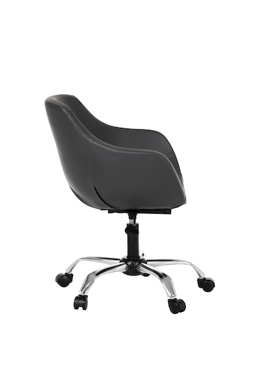 Krom Metal Ayaklı Ofis Çocuk Odası Çalışma Sandalyesi Deri Monoko