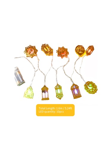 Yaozixa Ramazan Bayramı 1.6m 10 Led Sabit Aydınlatma Demir Çalışma Kalesi Şekilli Dekoratif Işık Zinciri Pil Dahil Değil Ilık Beyaz