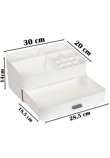 Porsima 0619 Çekmeceli Takı Organizeri Makyaj Düzenleyici Kutu Be Beyaz