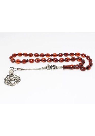 1000 Ayar Kazaz Püsküllü Arpa Kesim Ateş Kehribar Tesbih