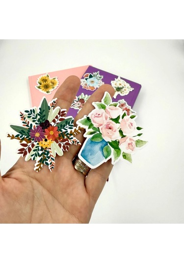 10 Adet Çiçek Sticker, Çiçek Demeti, Çıkartma
